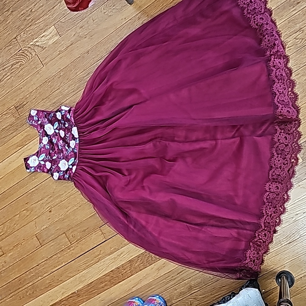 NWT Lovely Wine Floral Lucinda Gown - Just Couture - Picture 6 of 9